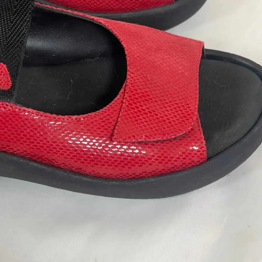 Wolky Red Jewel Slingback Sport Walking Sandals Women's size12 EU 43 Hook & Loop